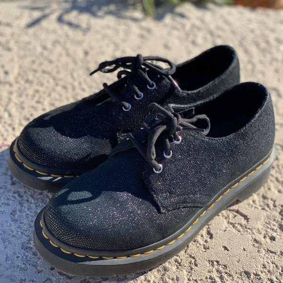 Dr. Martens glitter oxfords suede lace up loafers size 6 grunge whimsigoth fairy - Picture 2 of 9